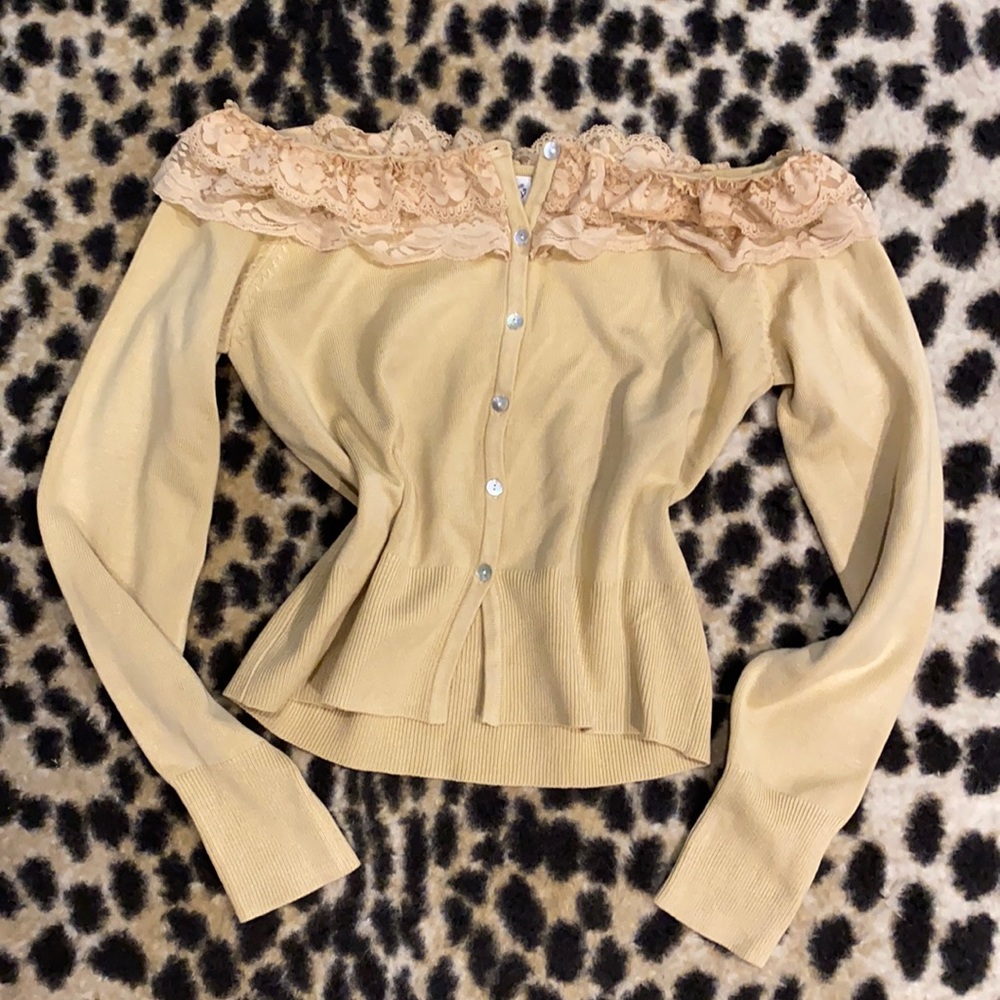 Vintage Off The Shoulder Cardigan